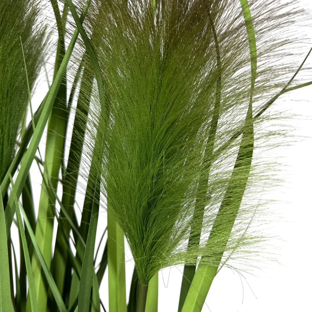 Kopu® Kunstplant Chinees Riet 90 cm - 3 pluimen - zwarte pot