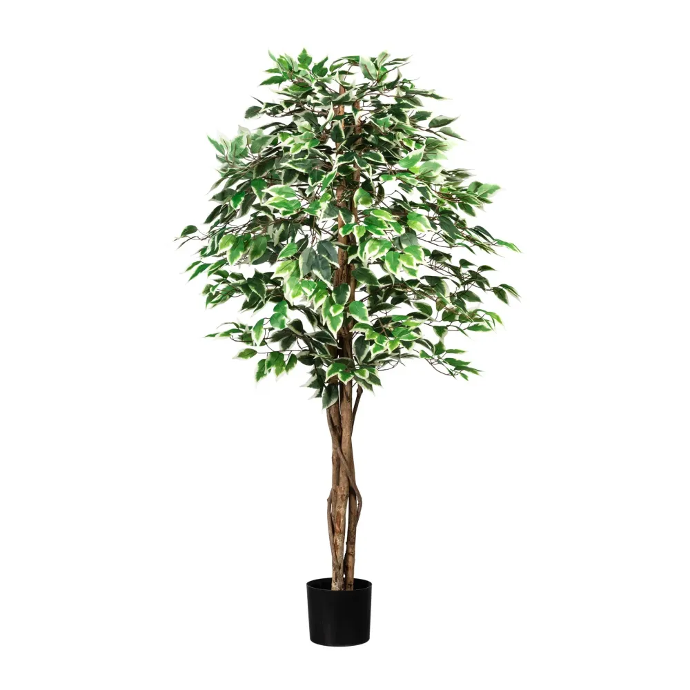 Kopu® Kunstplant Ficus 150 cm - 840 groen-witte bladeren - Natuurstam