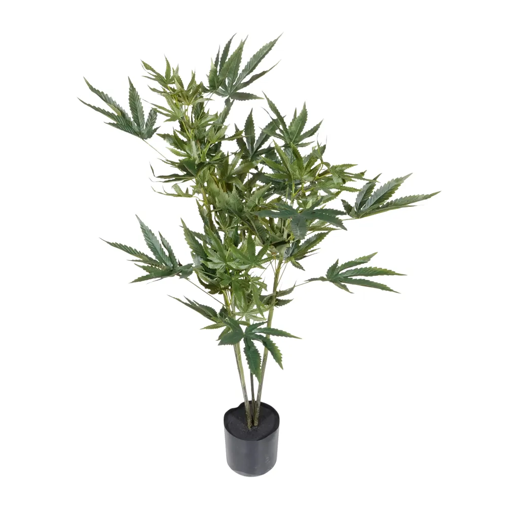 Kopu® Kunstplant Hennep 90 cm met zwarte Pot - 73 bladeren