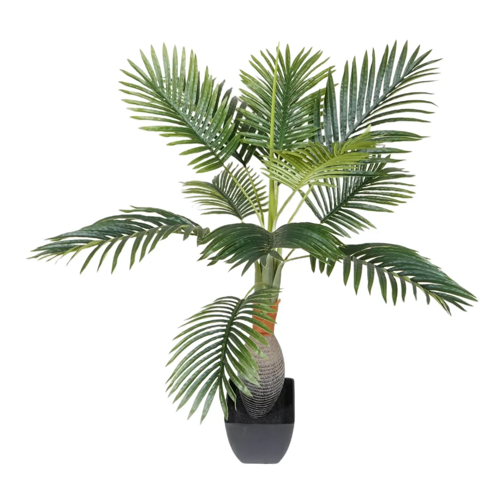 Kopu® Kunstplant Kentiapalm 100 cm 12 varens - zwarte pot - Nepplant