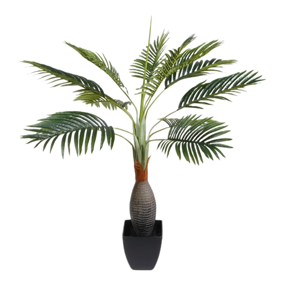 Kopu® Kunstplant Kentiapalm 100 cm 12 varens - zwarte pot - Nepplant