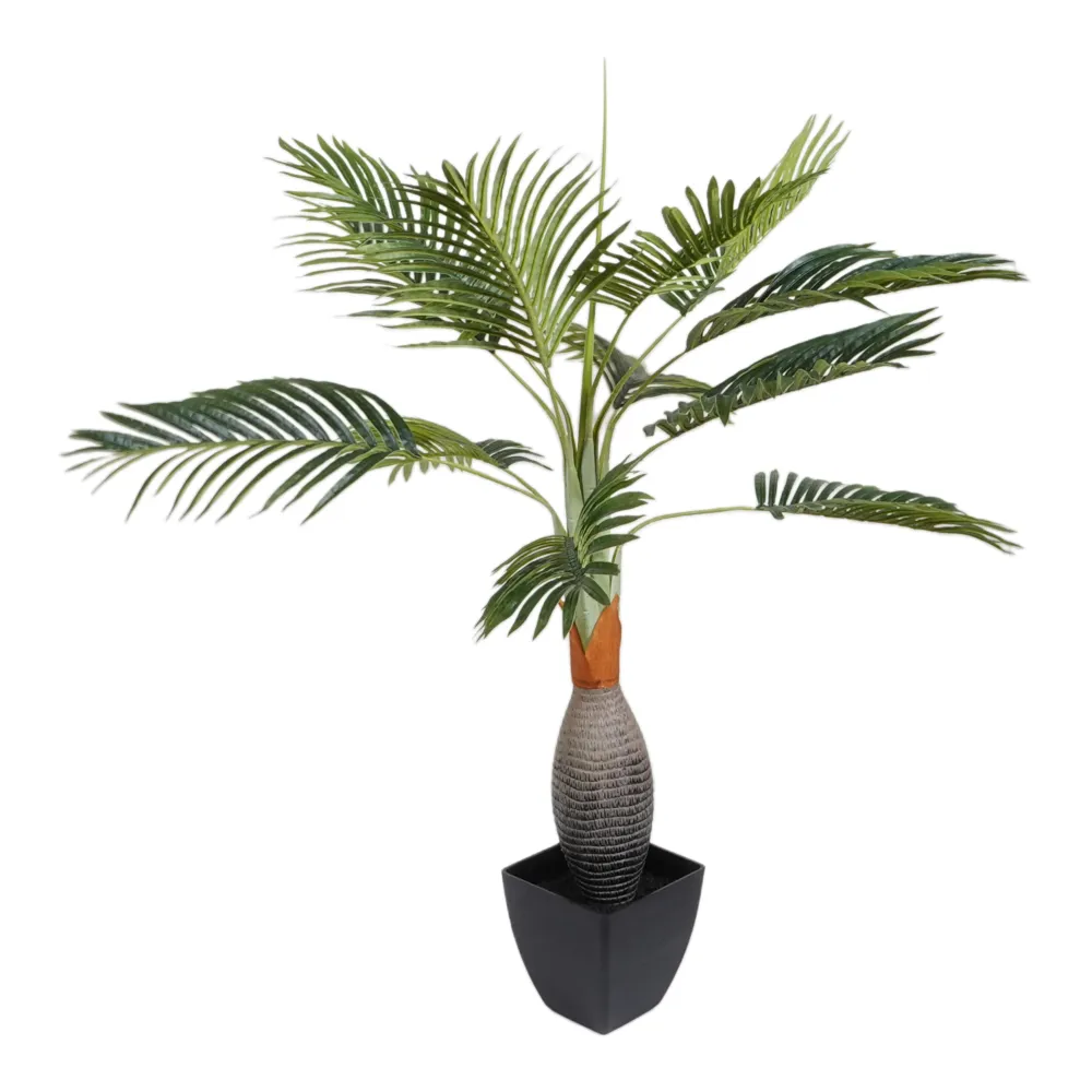 Kopu® Kunstplant Kentiapalm 100 cm 12 varens - zwarte pot - Nepplant