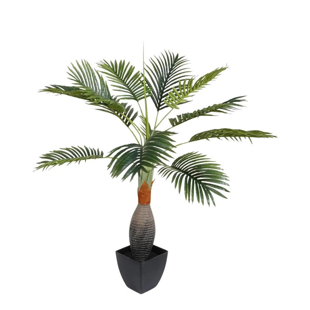 Kopu® Kunstplant Kentiapalm 100 cm 12 varens - zwarte pot - Nepplant