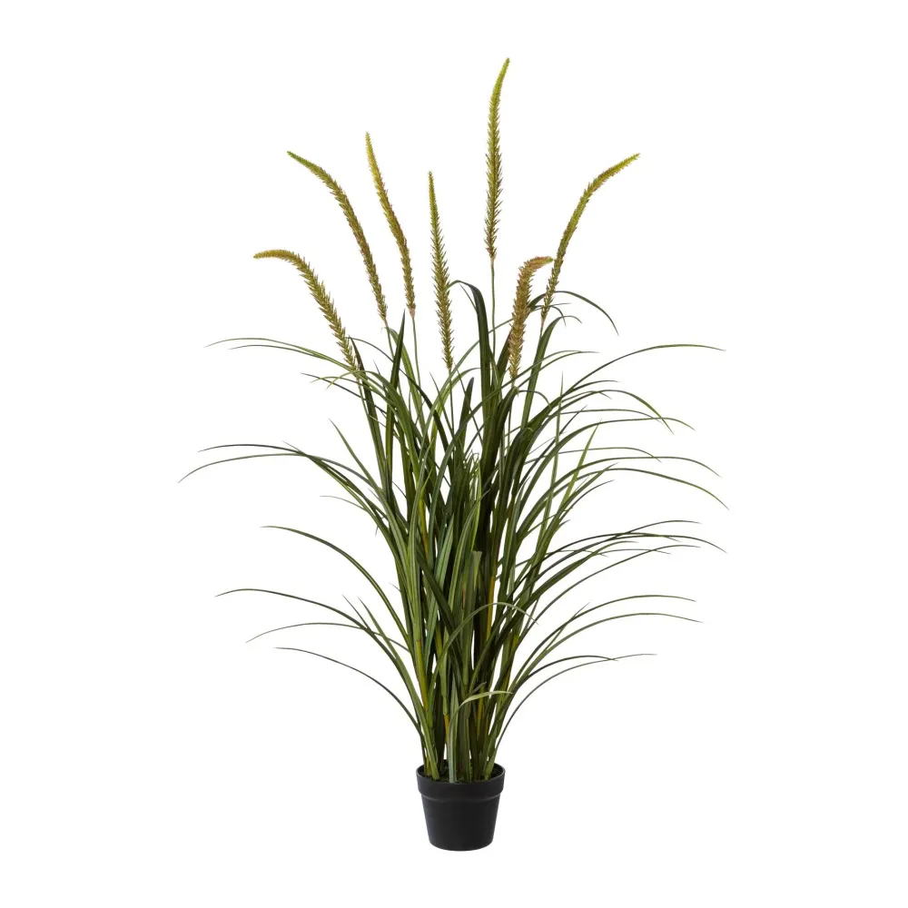 Kopu® Kunstplant Miscanthus 135 cm - 7 pluimen - zwarte pot