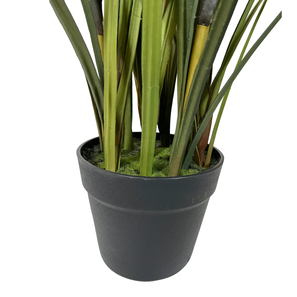 Kopu® Kunstplant Miscanthus 135 cm - 7 pluimen - zwarte pot