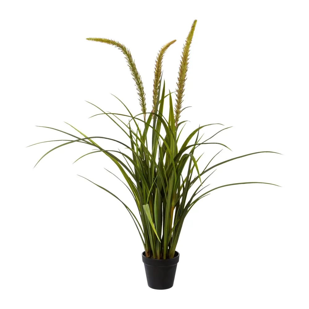 Kopu® Kunstplant Miscanthus 90 cm - 3 pluimen - zwarte pot