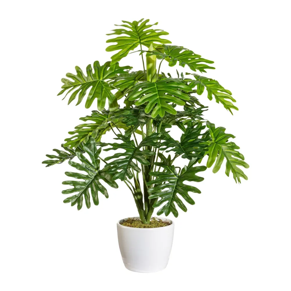 Kopu® kunstplant Monstera 50cm Sierpot wit - 22 bladeren