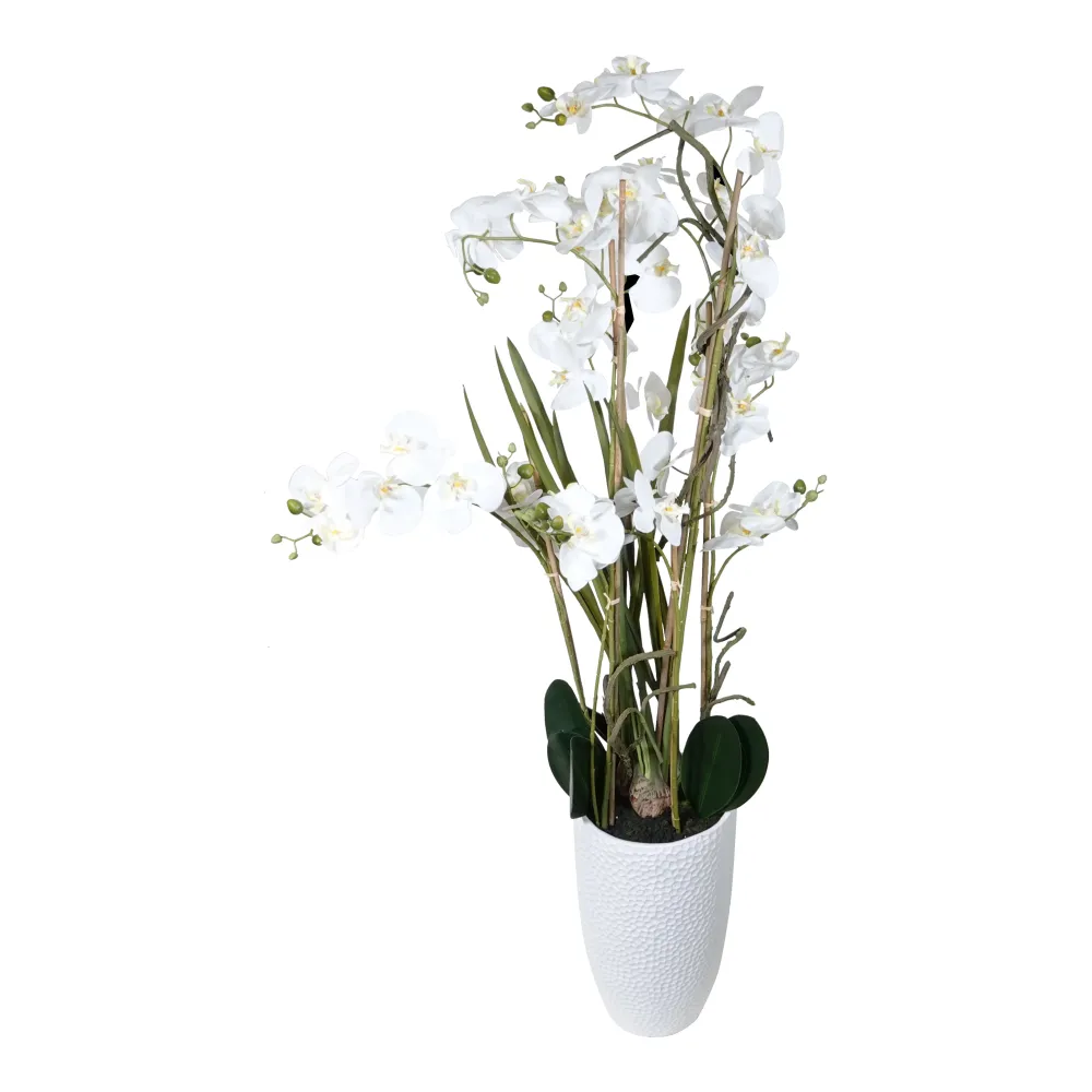 Kopu® Kunstplant Orchidee 160 cm Wit Hoge Bloempot - Phalaenopsis