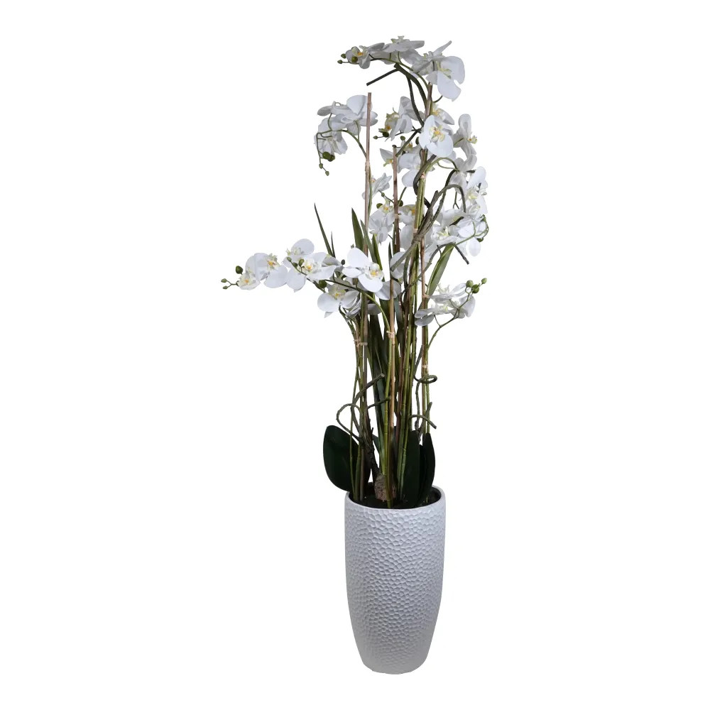 Kopu® Kunstplant Orchidee 160 cm Wit Hoge Bloempot - Phalaenopsis