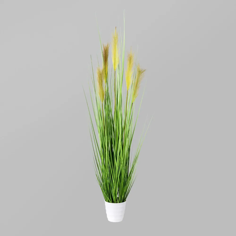 Kopu® Kunstplant Pampusgras 110 cm - 5 pluimen - witte pot