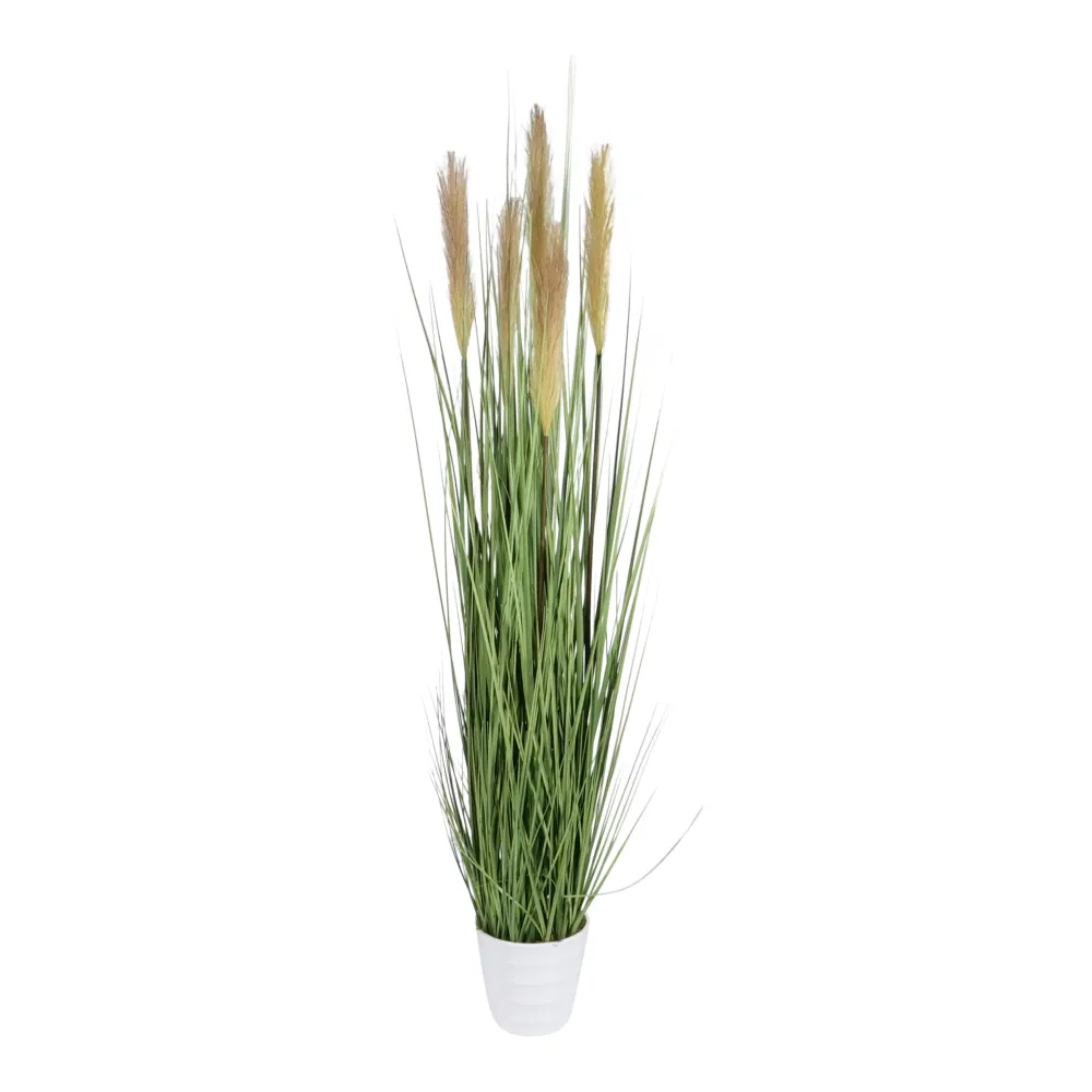 Kopu® Kunstplant Pampusgras 110 cm - 5 pluimen - witte pot