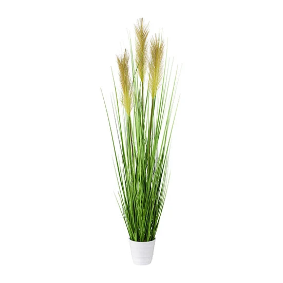 Kopu® Kunstplant Pampusgras 95 cm - 3 pluimen - witte pot