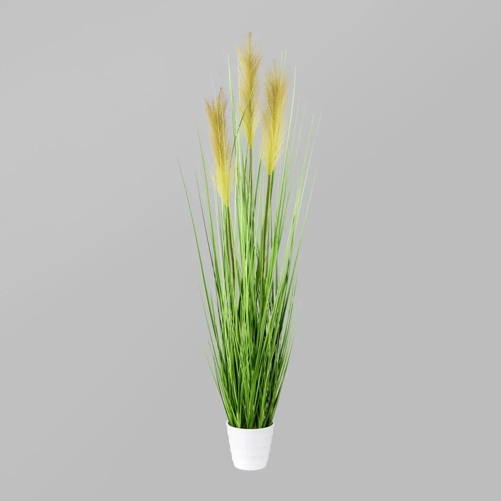 Kopu® Kunstplant Pampusgras 95 cm - 3 pluimen - witte pot