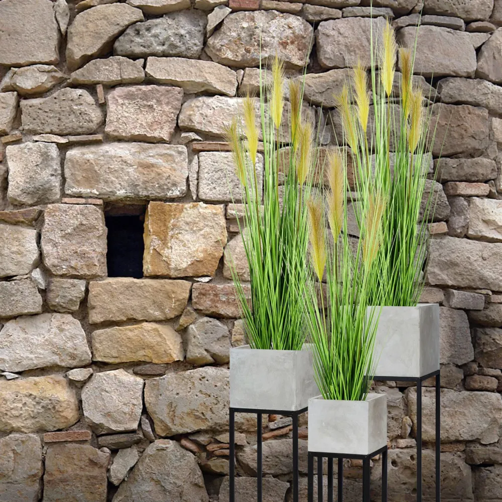Kopu® Kunstplant Pampusgras 95 cm - 3 pluimen - witte pot