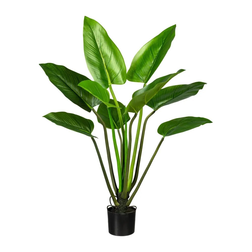 Kopu® Kunstplant Philodendron 110 cm - 9 bladeren - zwarte pot