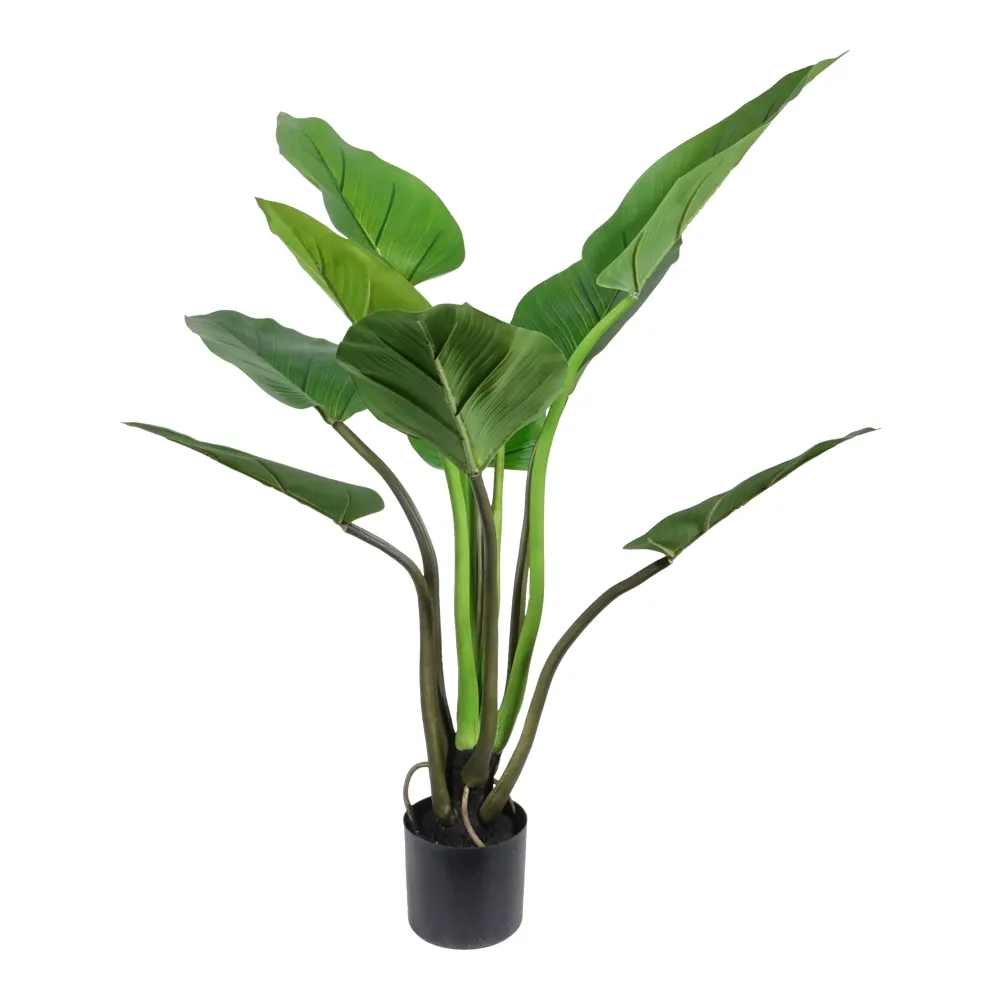 Kopu® Kunstplant Philodendron 110 cm - 9 bladeren - zwarte pot
