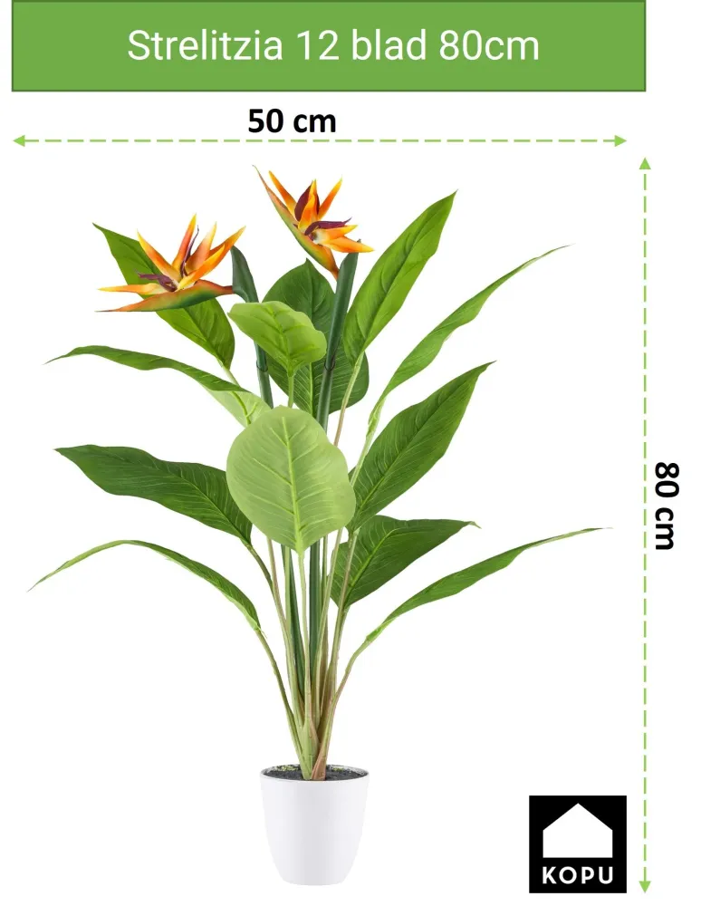 Kopu® Kunstplant Strelitzia 80cm pot wit-groen - Paradijsvogelplant