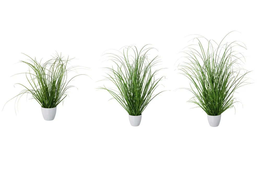 Kopu® set 3 stuks kunstplanten Grasplant 40-50-60 cm Witte Sierpot