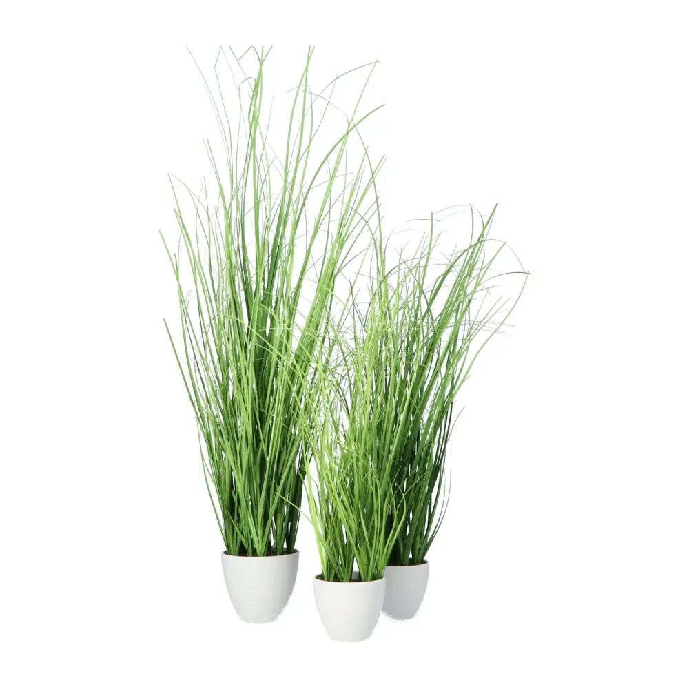 Kopu® set 3 stuks kunstplanten Grasplant 40-50-60 cm Witte Sierpot