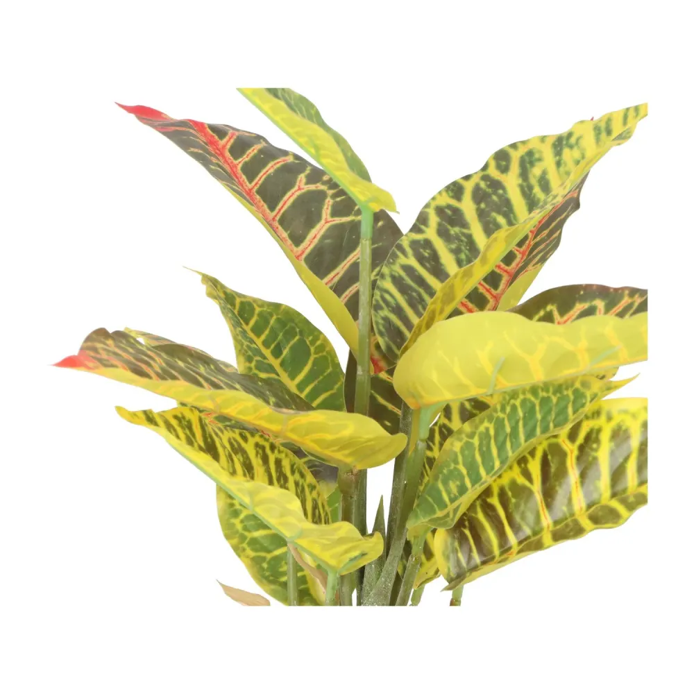 Kopu® 2 stuks Kunstplant Croton 35 cm - 14 bladeren - zwarte pot