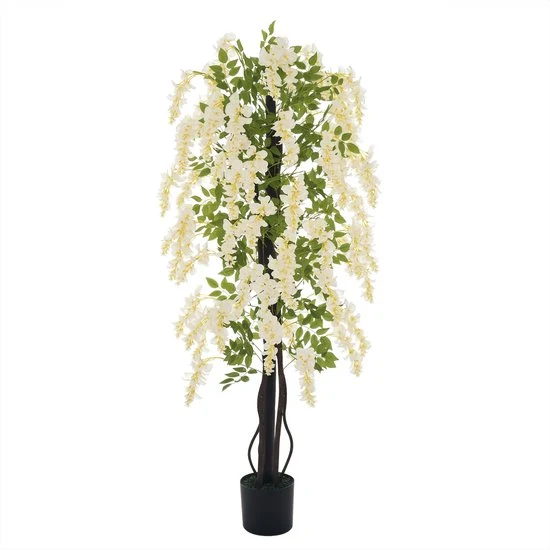 Kunstplant Blauwe Regen witte uitvoering 165 cm pot - Wit