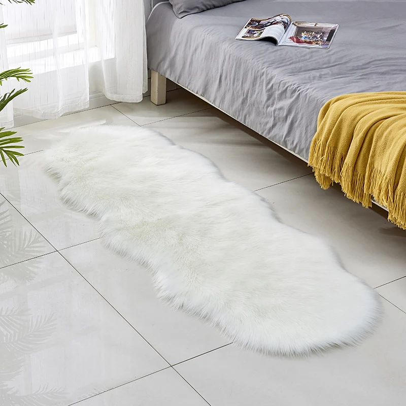 Casual Shag Rug Massief Color Rug Washable Non-Slip Backing Carpet Living Room - 4-delig set Beige