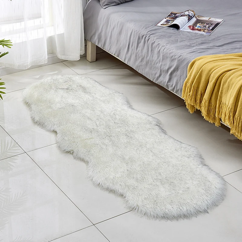 Casual Shag Rug Massief Color Rug Washable Non-Slip Backing Carpet Living Room - 4-delig set Beige
