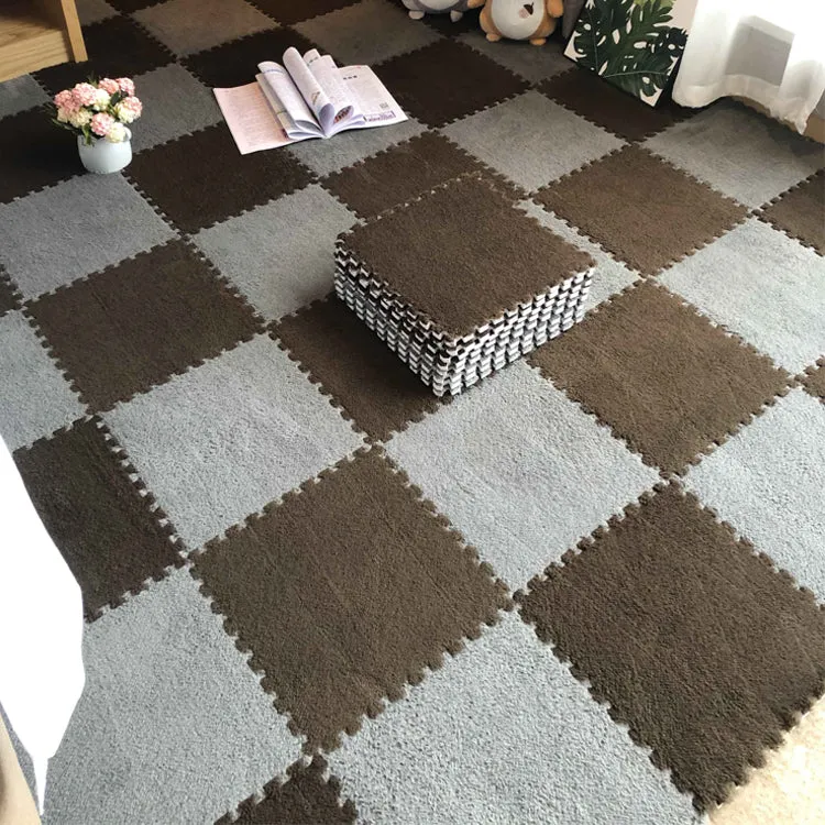 Contemporain Level Loop Carpet Tile Interlocking Non-Skid Tiles and Carpet White