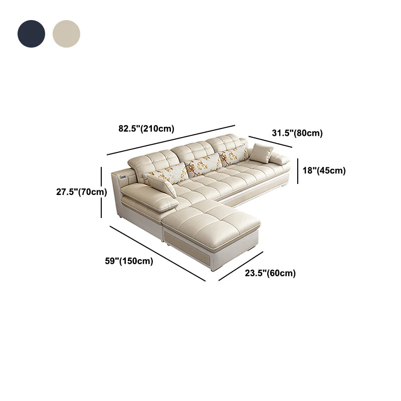 Contemporary Faux Leer Sofa & Chaise Biscuit Back Pillow Top Sofa | 200 draden | 100% katoen 83l
