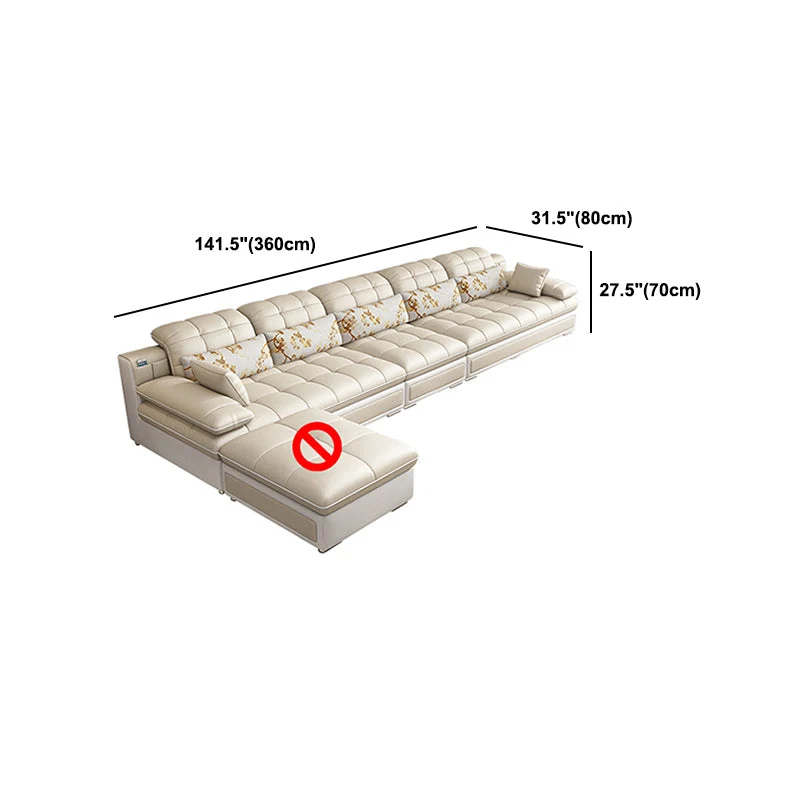 Contemporary Faux Leer Sofa & Chaise Biscuit Back Pillow Top Sofa | 200 draden | 100% katoen 83l