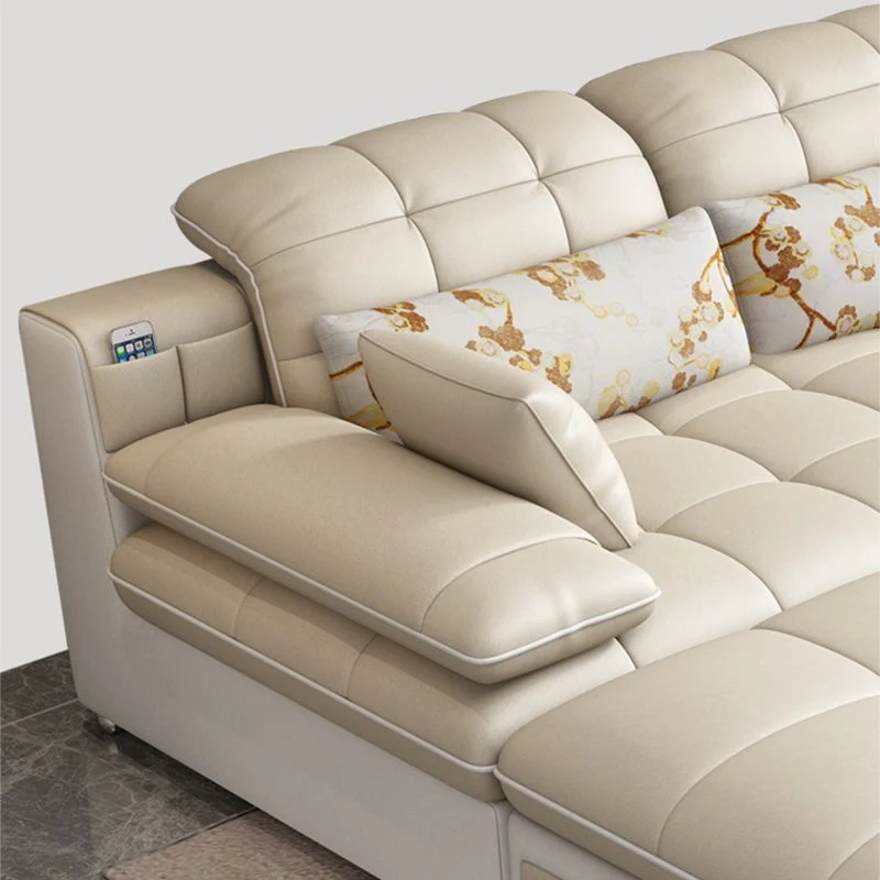 Contemporary Faux Natuurleer Sofa & Chaise Biscuit Back Pillow Top Sofa met OEKO-TEX® certificaat 83l