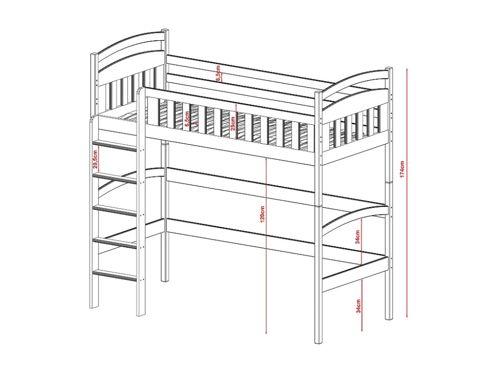 Hoogslaper MIA LB012 90x180 cm Wit