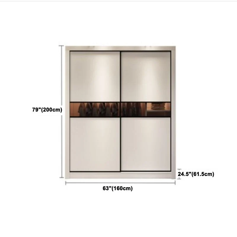 Hoogwaardig percale Contemporary Style Wardrobe Melkwit Color Wooden Wardrobe Closet Bedroom 47l