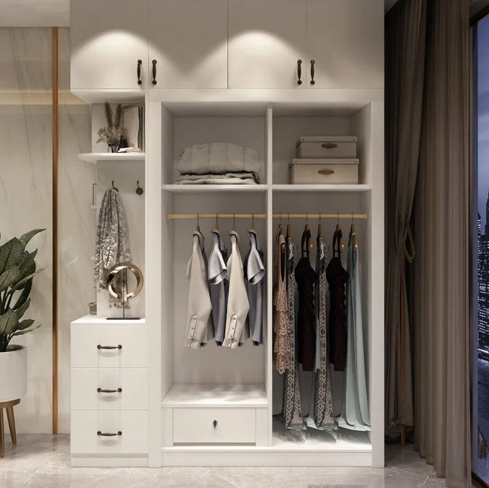 Hoogwaardig percale Contemporary Style Wardrobe Melkwit Color Wooden Wardrobe Closet Bedroom 47l