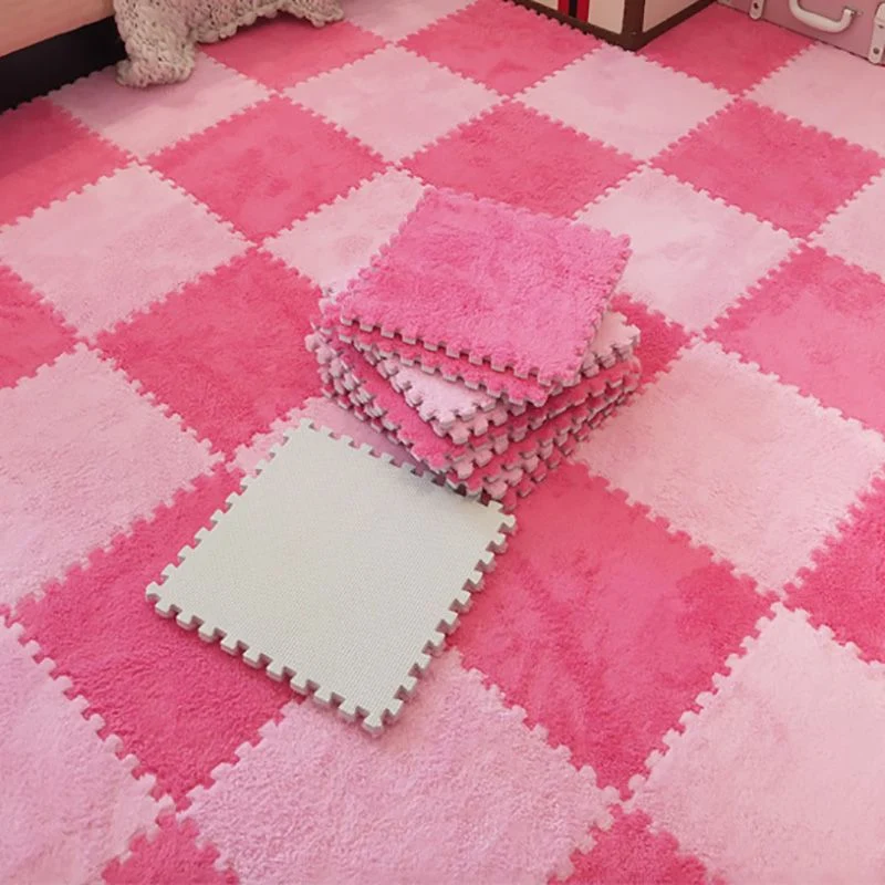 Hoogwaardig percale Eigentijds Tiles and Carpet Plush Cut Loose Lay Fade Resistant Carpet Tile Pink