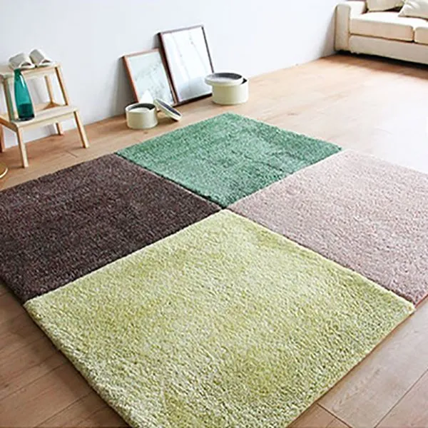 Living Room Carpet Tiles Color Block Stain Resistant Level Loop Carpet Tiles - 4-delig set Olive