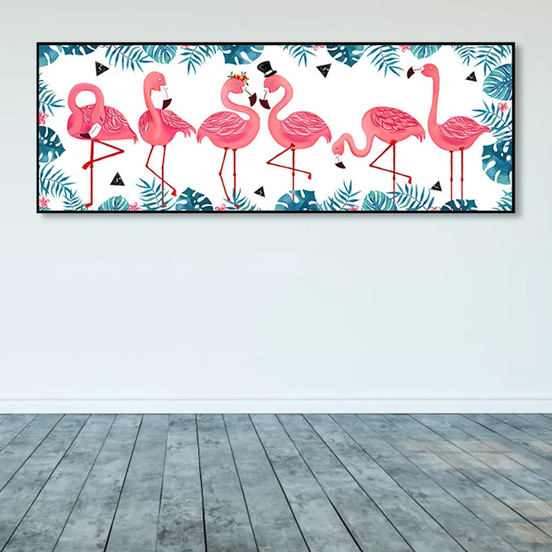Premium Katoen Wild Animal Wrapped Canvas Gestructureerd Tropical Style Bedroom Painting Light Color Blue