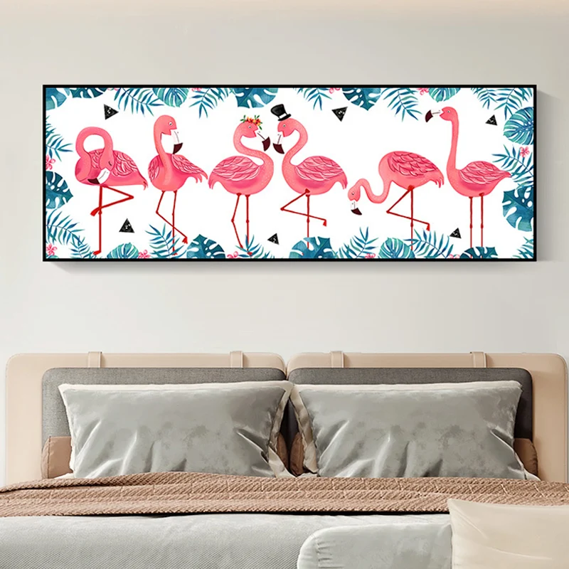 Premium Katoen Wild Animal Wrapped Canvas Gestructureerd Tropical Style Bedroom Painting Light Color Blue