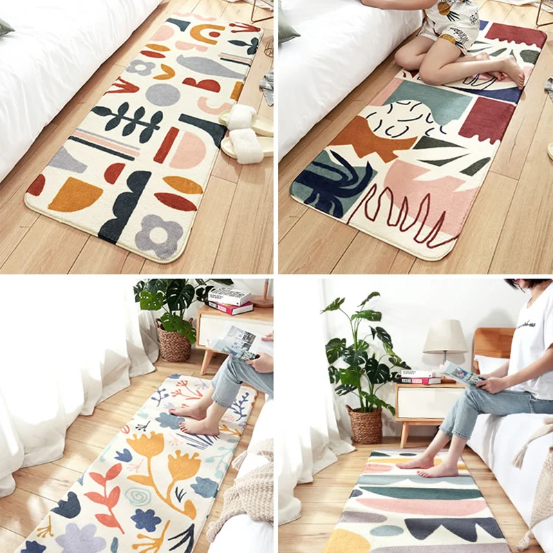 Regelboog Modern Carpet Plant Pattern Non-slip Lambswool Rug Room Azul