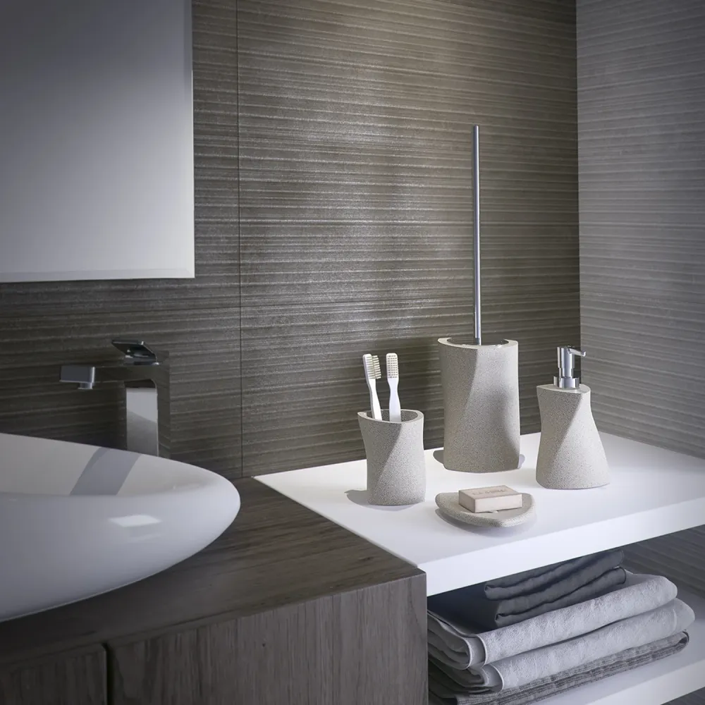 Resin and sand soap dish Gedy Libra series - Lichtbruin voor hoekige matrassen