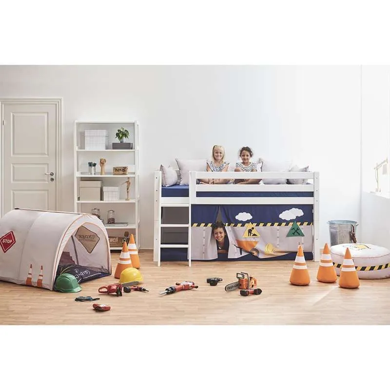 Satijnen Hoppekids Forhæng til Seng - CONSTRUCTION - Flere Størrelser