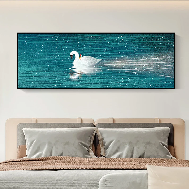 Wild Animal Wrapped Canvas Geruwd Tropical Style Bedroom Painting Light Color Blue