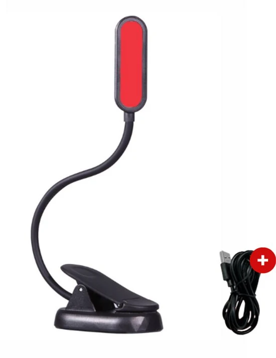 Roodlicht Leeslampje - Stimuleert Melatonine en Bioritme voor Betere Slaap - Leeslampje met klem - Klemlamp voor Bed - Lee...