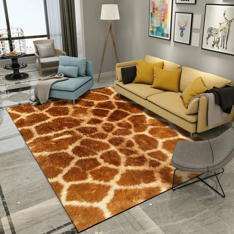Actueel Living Room Rug Multi Color Animal Fur Print Rug Polyster Easy Care Machine Washable Carpet 100% Polypropyleen Brown
