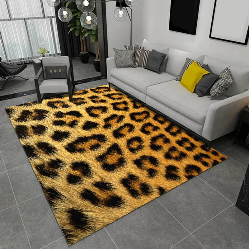 Actueel Living Room Rug Multi Color Animal Fur Print Rug Polyster Easy Care Machine Washable Carpet Brown