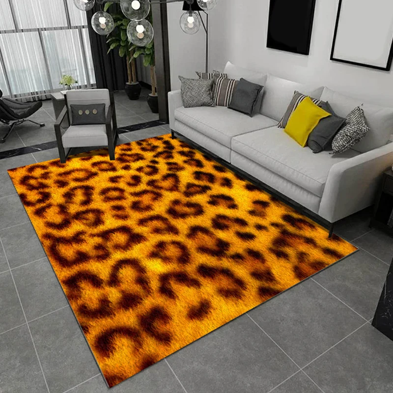 Actueel Living Room Rug Multi Color Animal Fur Print Rug Polyster Easy Care Machine Washable Carpet Brown