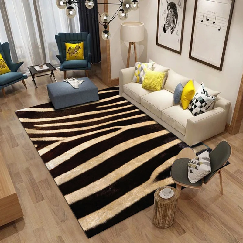 Actueel Living Room Rug Multi Color Animal Fur Print Rug Polyster Easy Care Machine Washable Carpet Brown