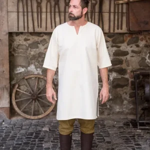 Afwasbare Keukenmat Medieval Tunic / Under Tunic 3/4 Sleeve “Lofar“ - Natuurlijk S