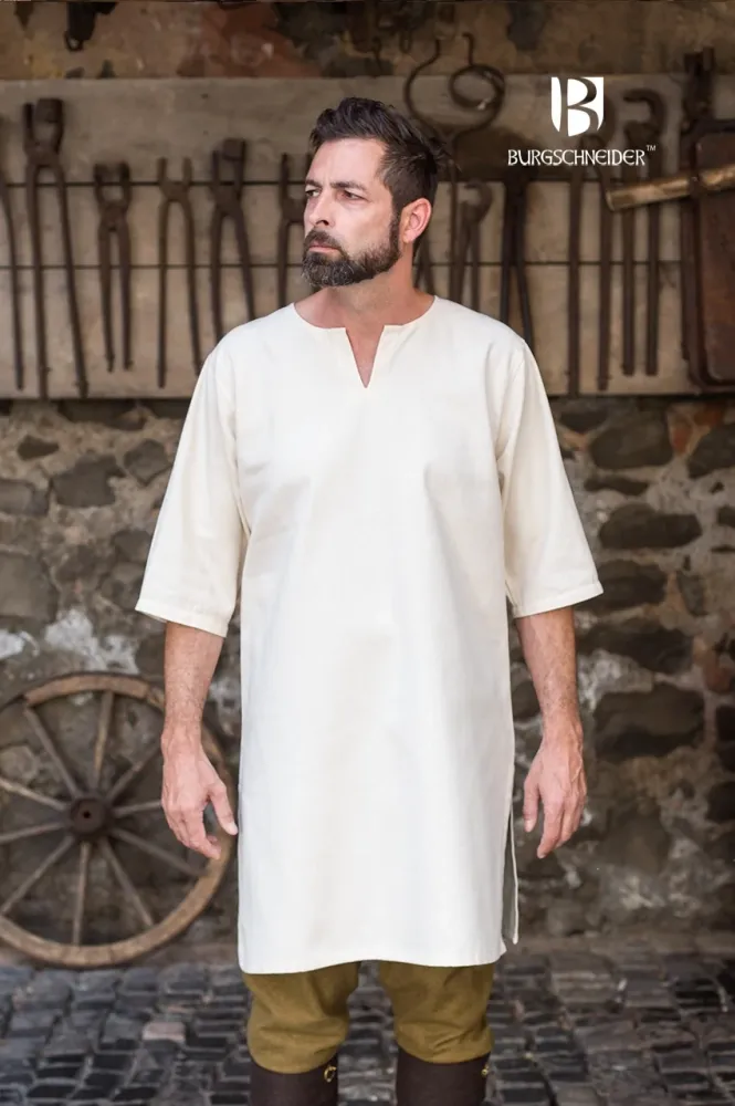 Afwasbare Keukenmat Medieval Tunic / Under Tunic 3/4 Sleeve “Lofar“ - Natuurlijk S