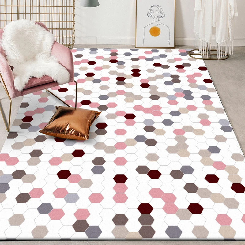 Afwasbare Keukenmat Multicoloured Bedroom Rug Modernist Geometric Pattern Rug Polyesterweefsel Anti-Slip Backing Washable...